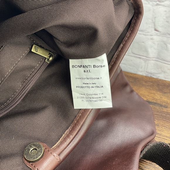 Bonfanti Leather brown Messenger Bag Crossbody Shoulder‎ Bag Braided Handle - Picture 10 of 11